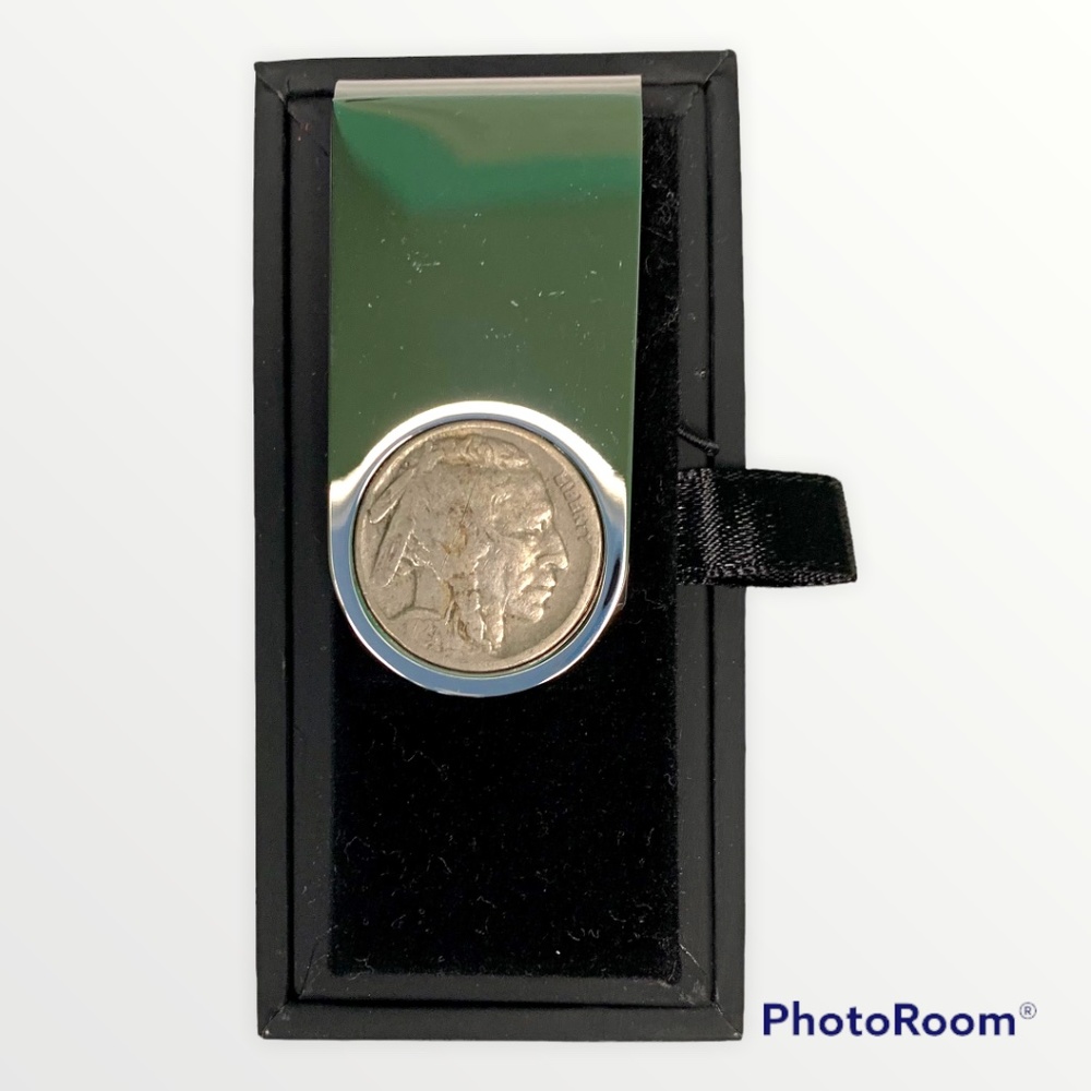 Men's Silver Money Clip with Buffalo Indian Head Nickel  NWT